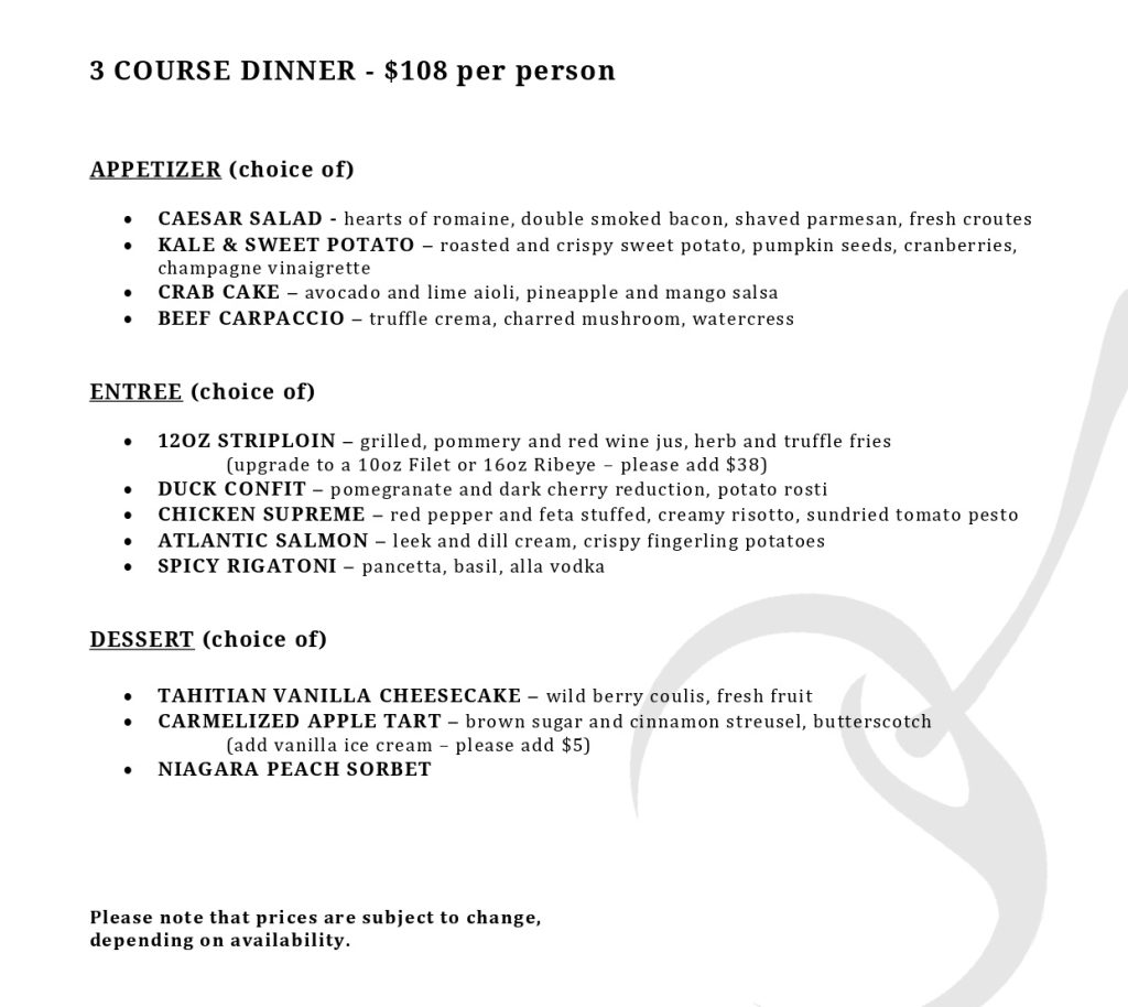 3 Course dinner